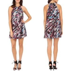 J’aime Mini Dress Size S Womens Trapeze A-line Halter Neck Abstract Sleeveless